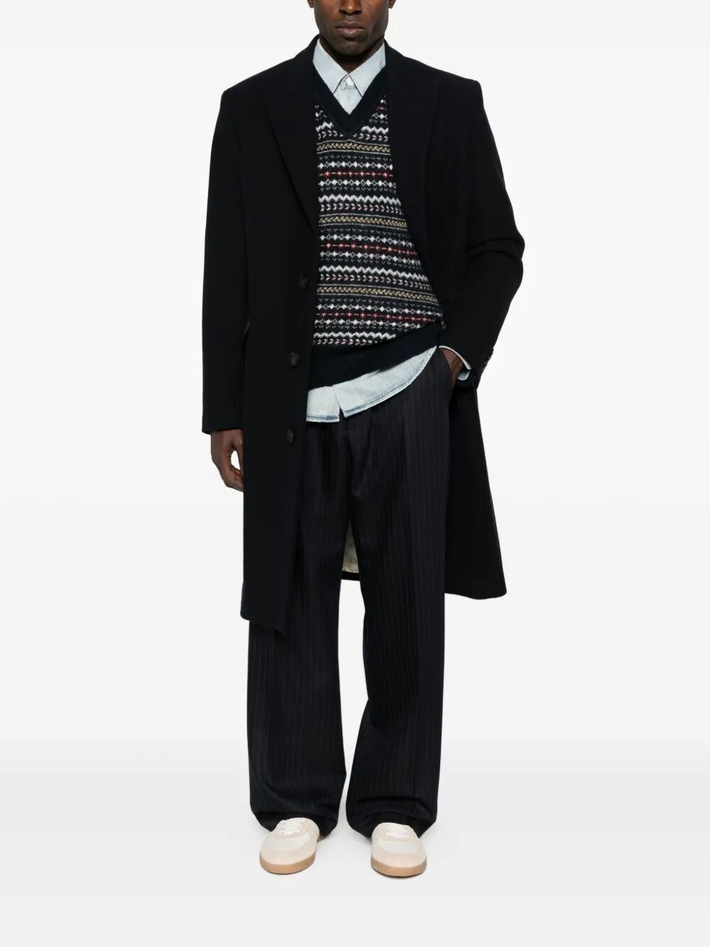 WIDE LEG PINSTRIPE JOGGER STYLE TROUSERS