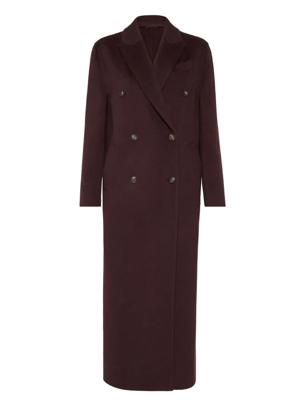 Brunello Cucinelli Hand-crafted Coat In Cashmere Double Beaver Cloth With Monili Clothing In Red