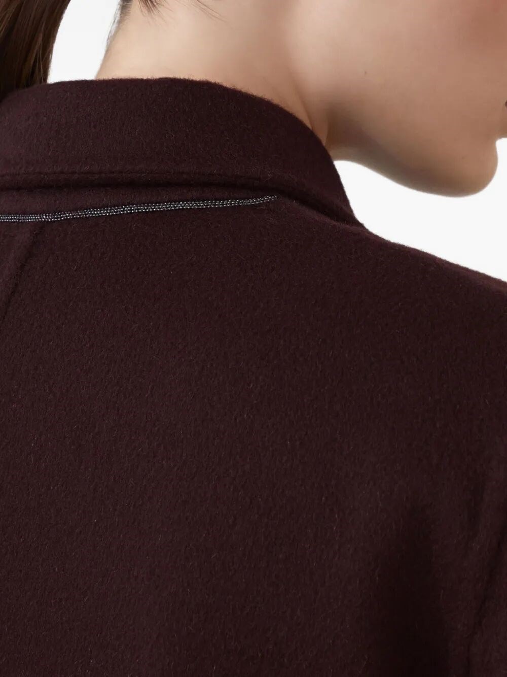 HAND-CRAFTED COAT IN CASHMERE DOUBLE BEAVER CLOTH WITH MONILI