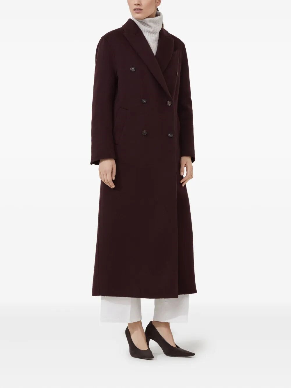 HAND-CRAFTED COAT IN CASHMERE DOUBLE BEAVER CLOTH WITH MONILI