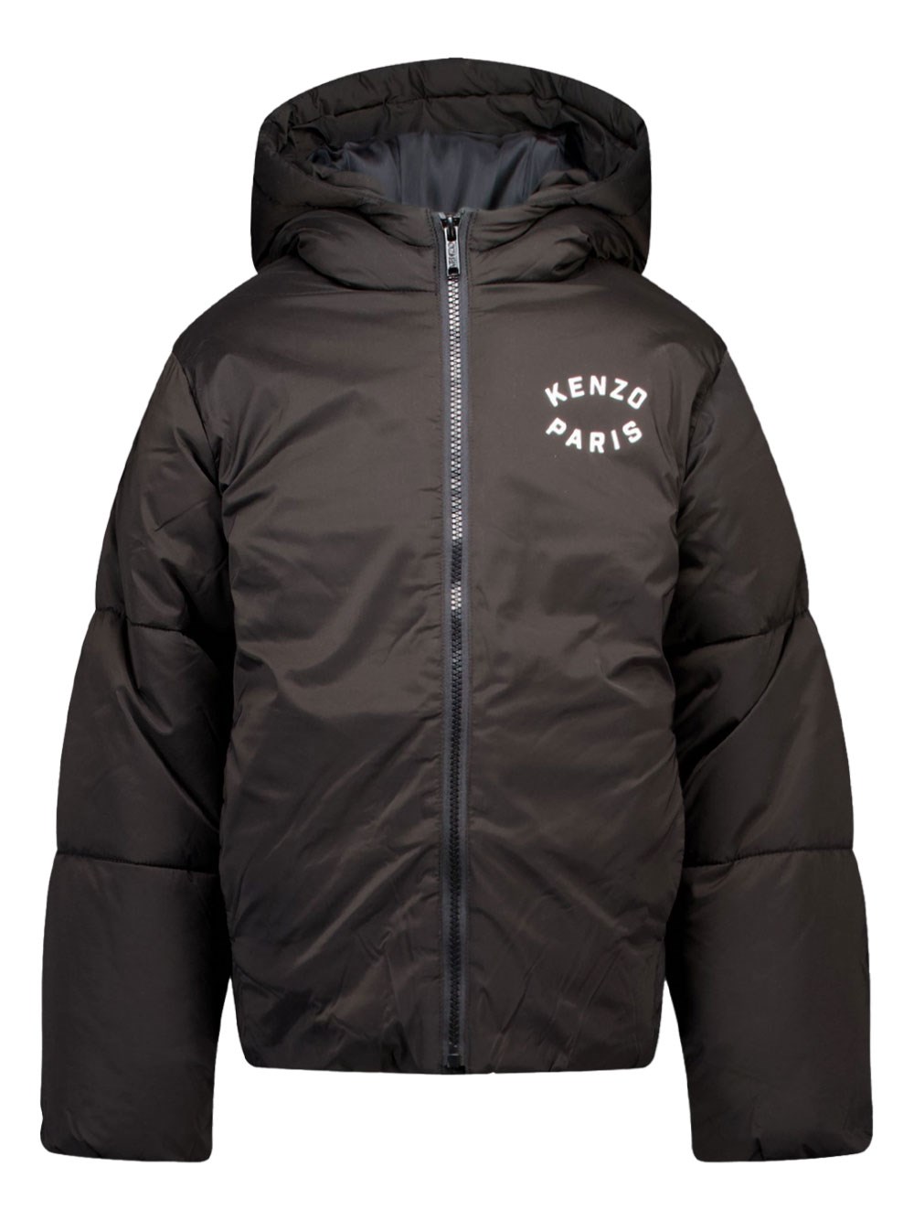 Kenzo Kids' Back Logo-print Padded Hooded Jacket In Black