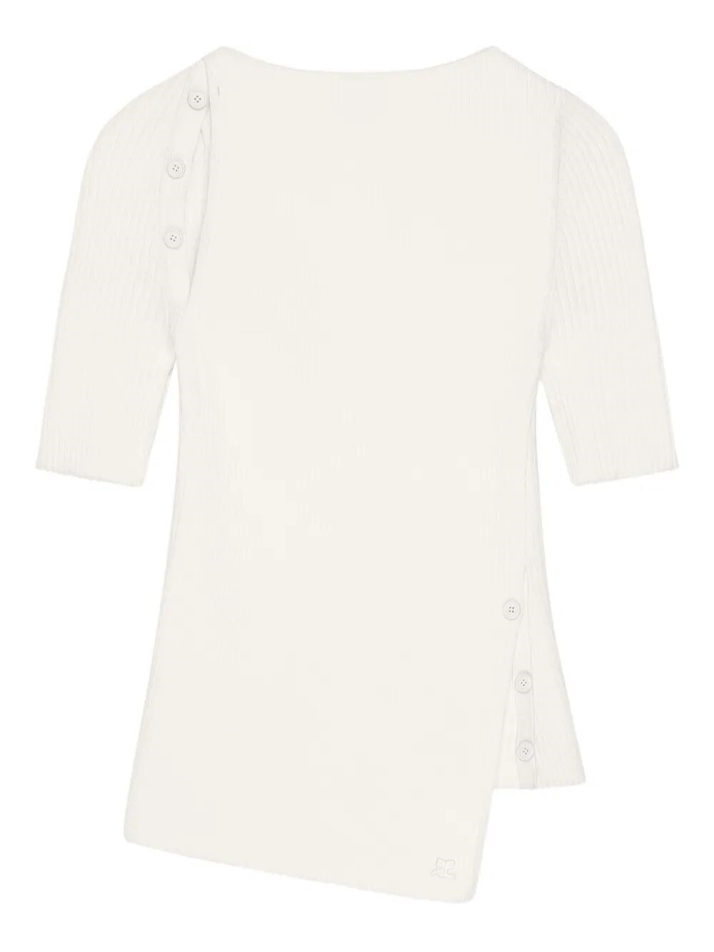 Courrèges Cut-out Ribbed-knit Top In White