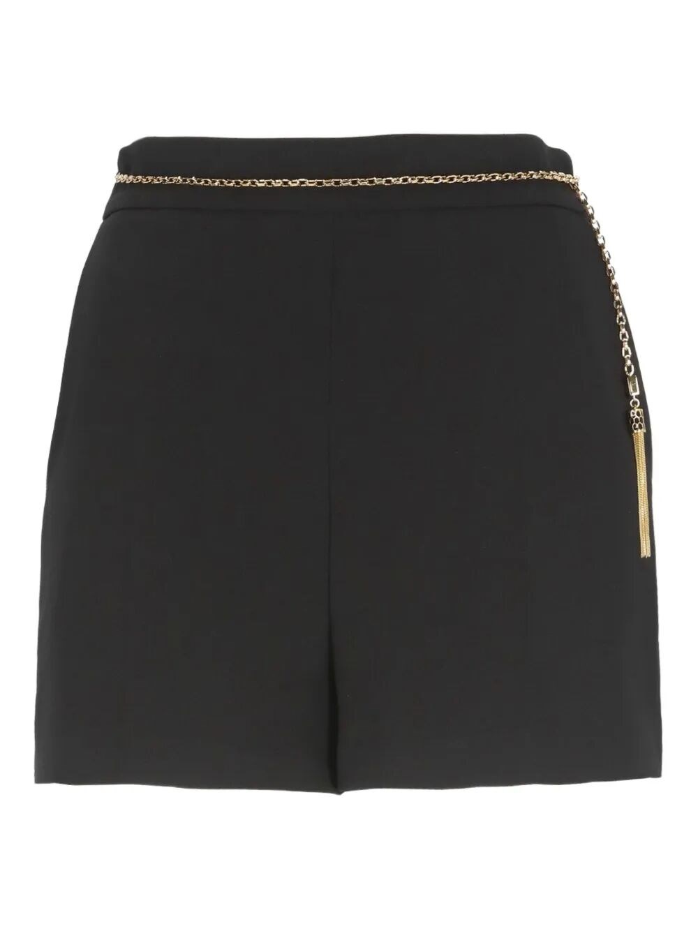 Elisabetta Franchi Lightweight Crepe Shorts With Jewel Chain In Black
