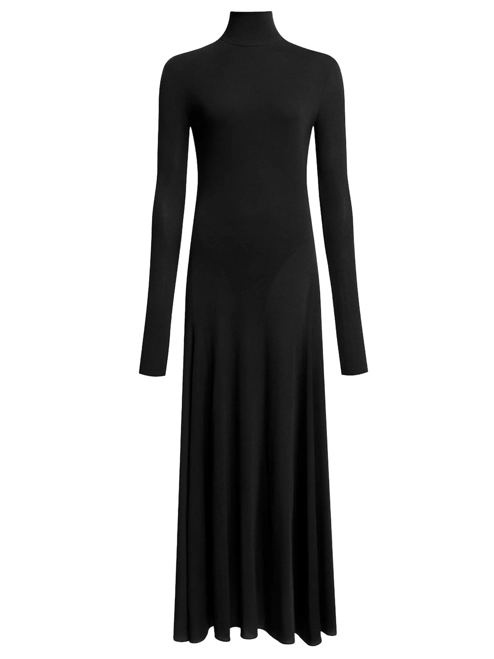 Alaïa Heart Cutout Turtleneck Long-sleeve Maxi Dress In Black