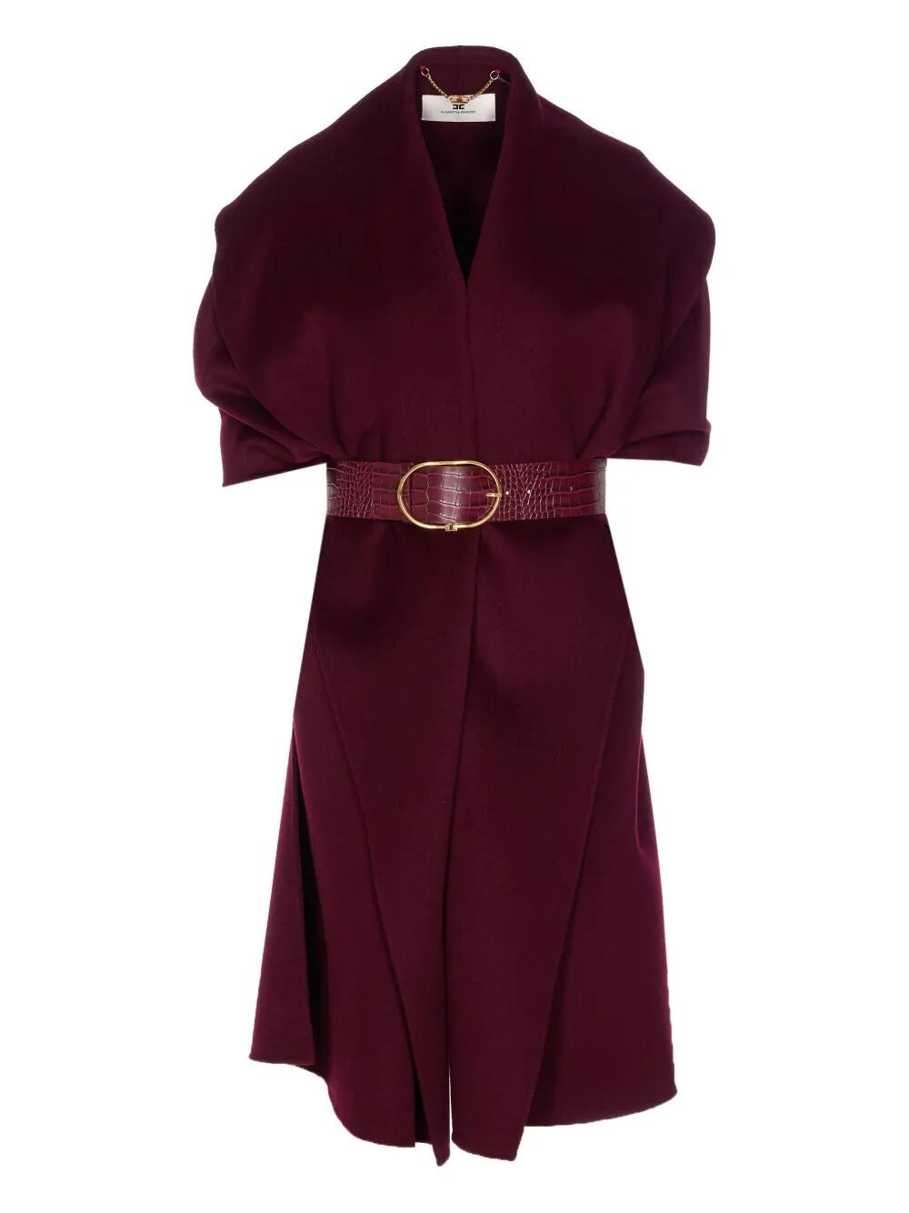 Elisabetta Franchi Double Wool Cloth Cape In Red