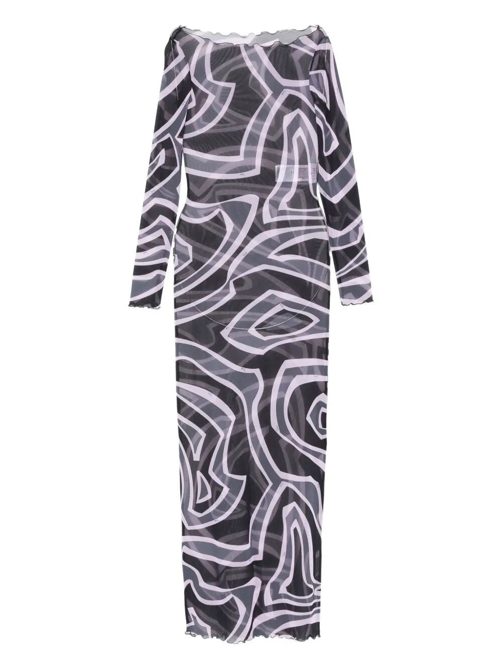 Pucci Maxi Dress With Abstract Pattern And Long Sleeves In Blue