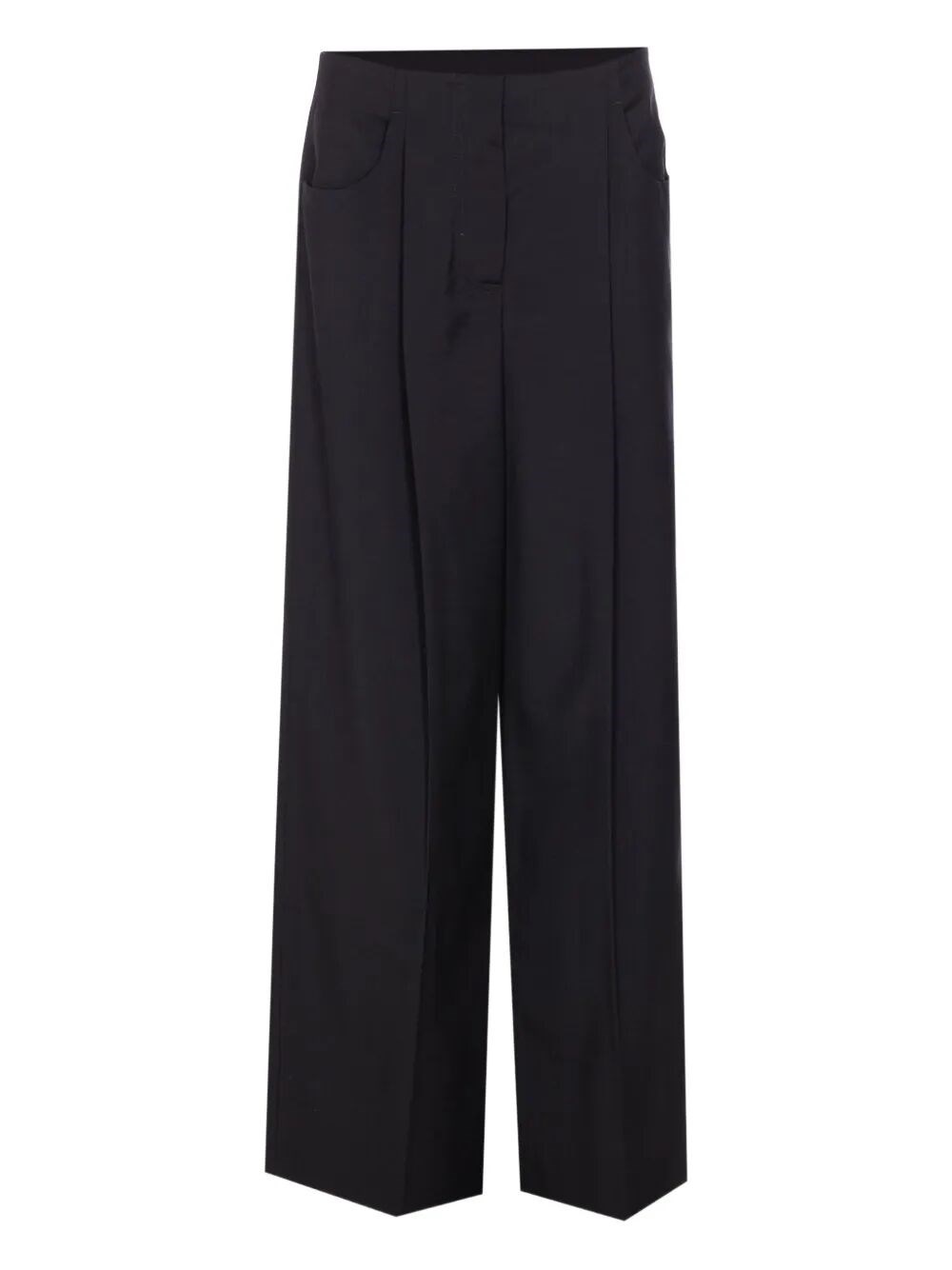 Fendi Women Black Wool And Mohair Wide-leg Trousers In Black