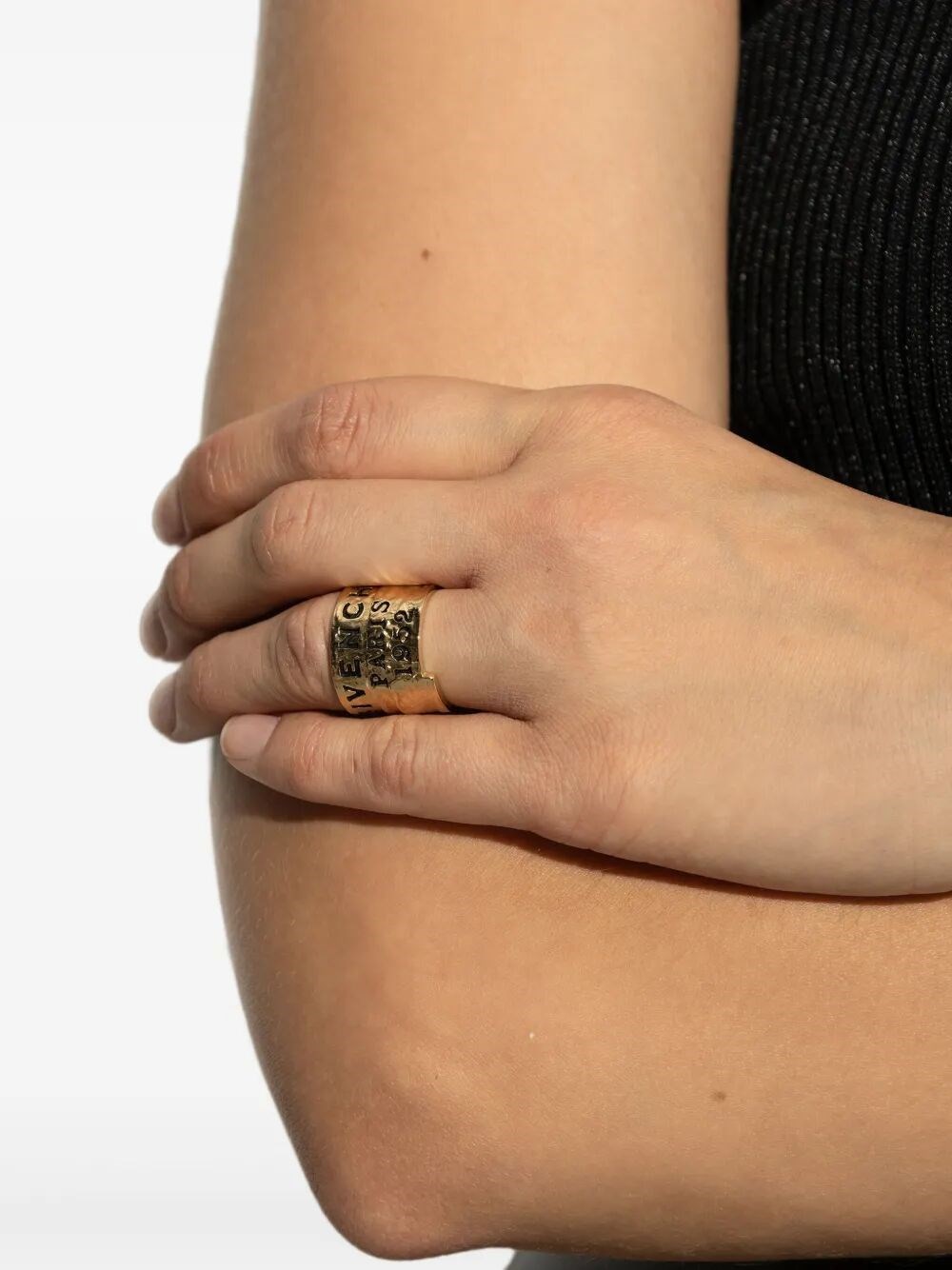 GIVENCHY TAPE RING IN METAL AND ENAMEL 