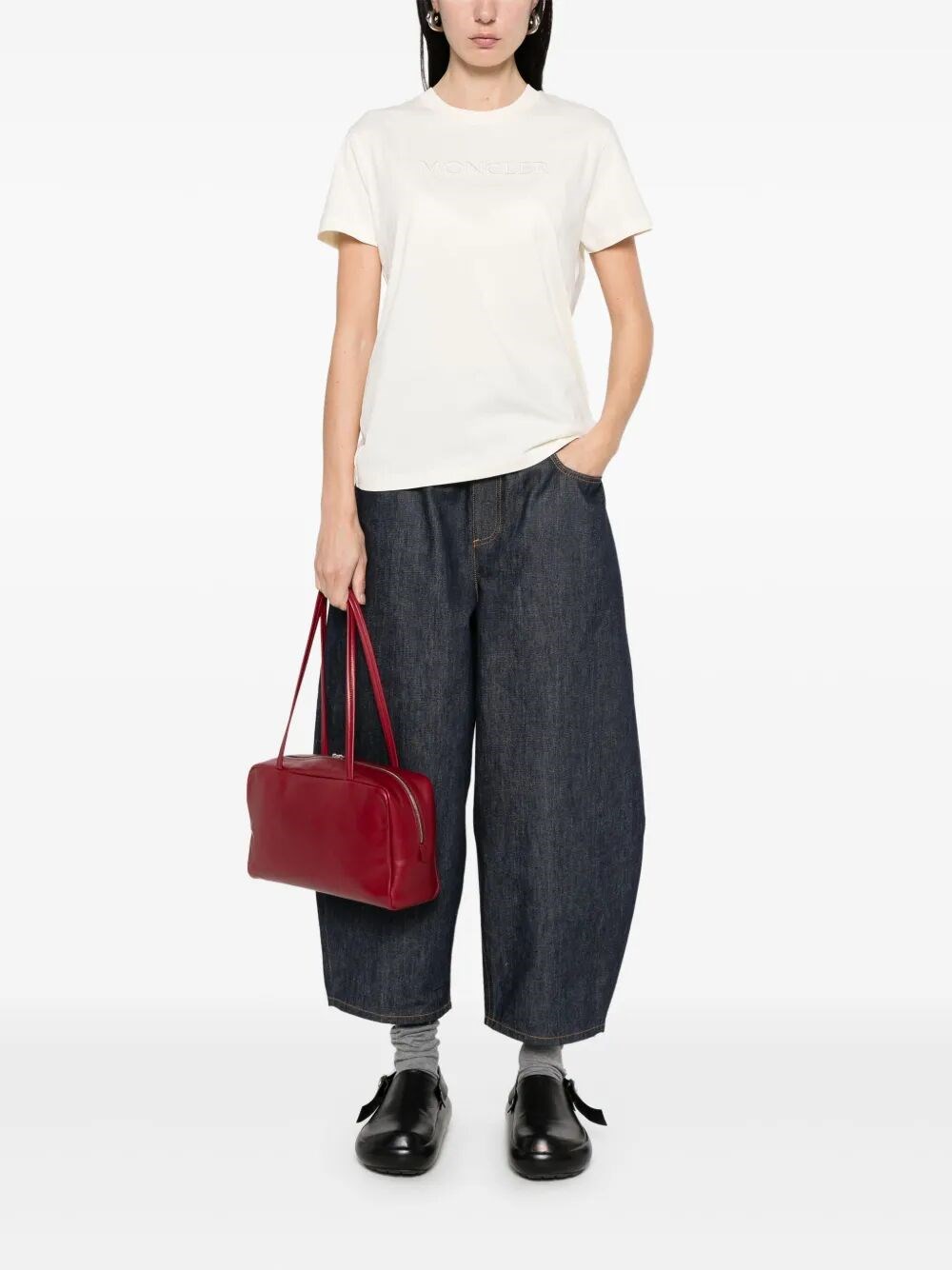 EMBROIDERED TONAL LOGO COTTON T-SHIRT