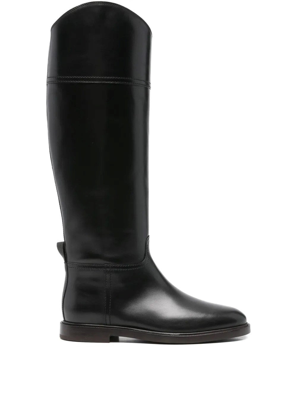 Brunello Cucinelli Knee High Leather Riding Footwear In Black