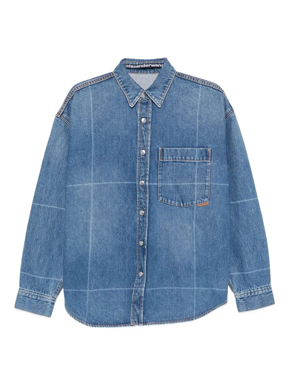 GRID-PATTERN DENIM SHIRT