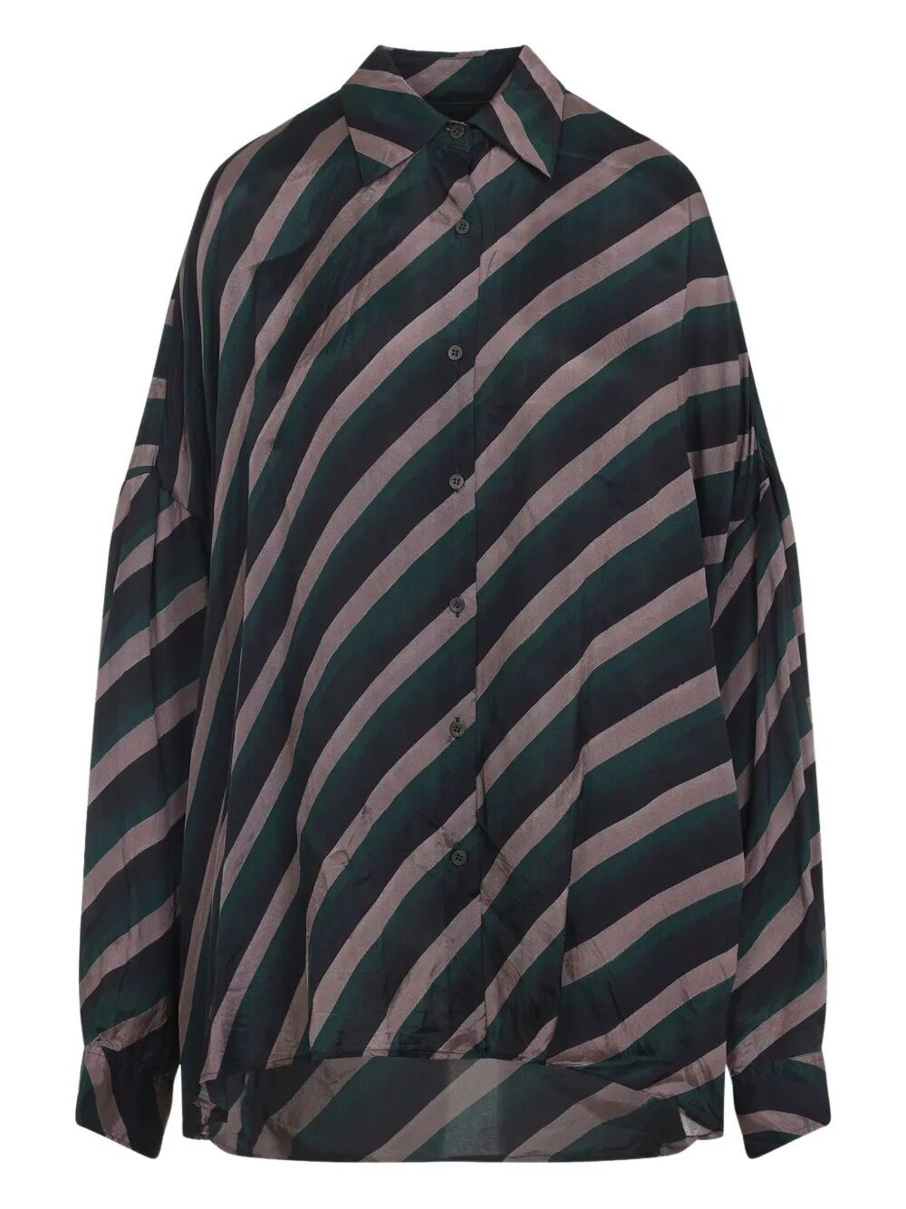 Dries Van Noten Striped Long Sleeve Casual Shirt In Green