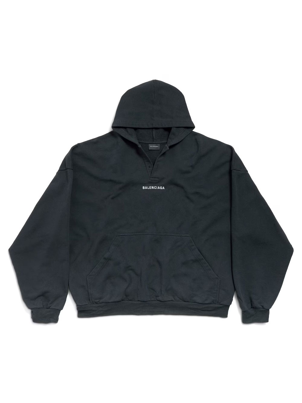 BALENCIAGA BACK FADED FLEECE POLO HOODIE
