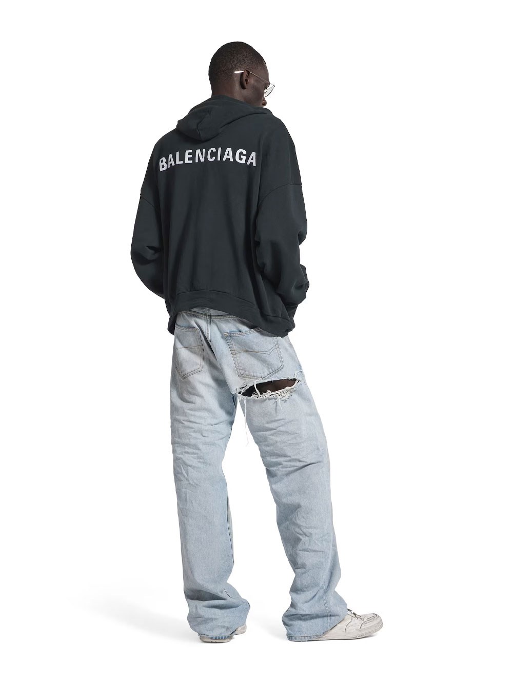 BALENCIAGA BACK FADED FLEECE POLO HOODIE