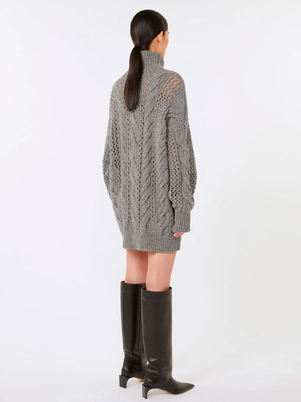 OVERSIZED CABLE-KNIT WOOL BLEND SWEATER