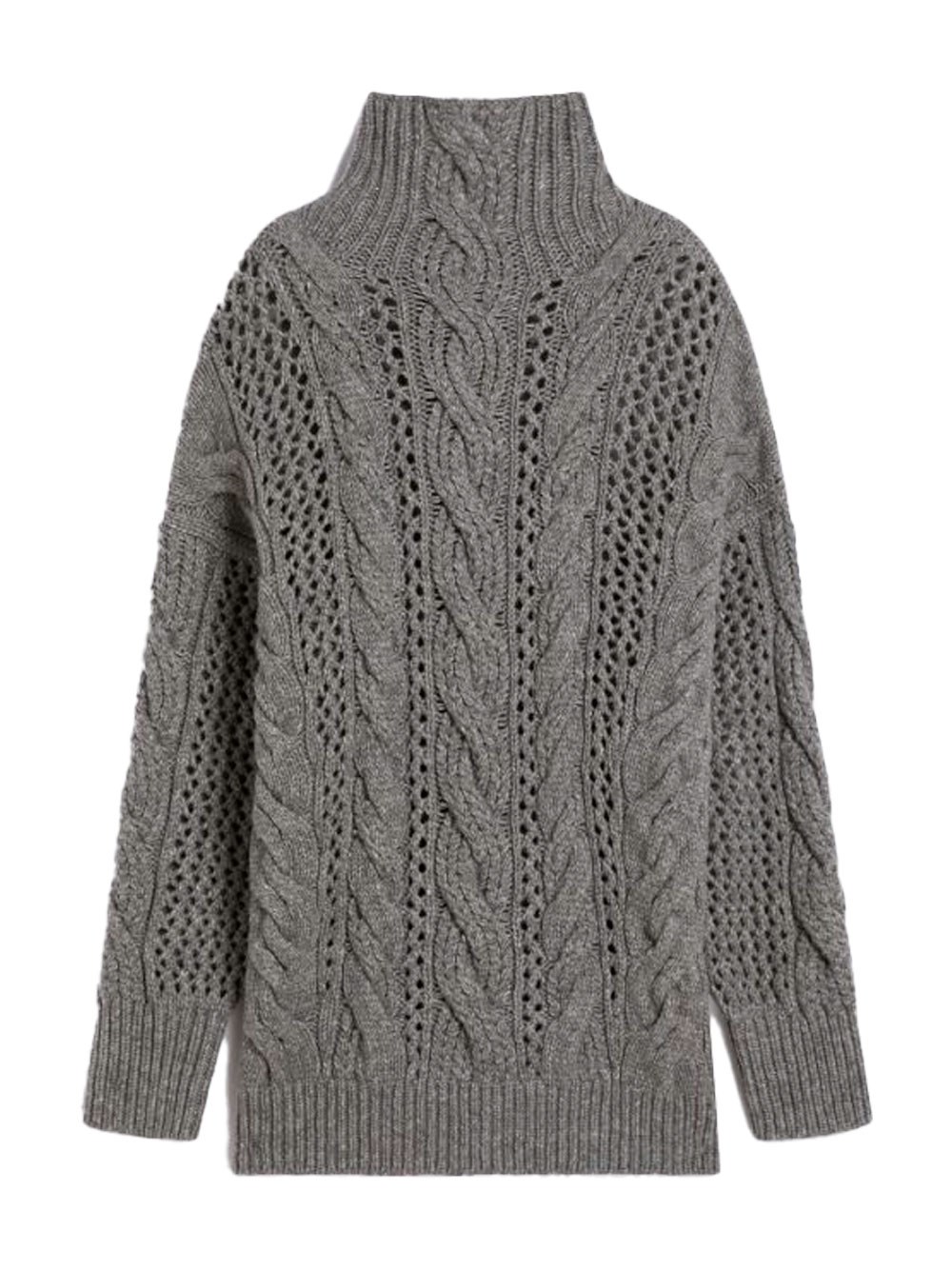 OVERSIZED CABLE-KNIT WOOL BLEND SWEATER