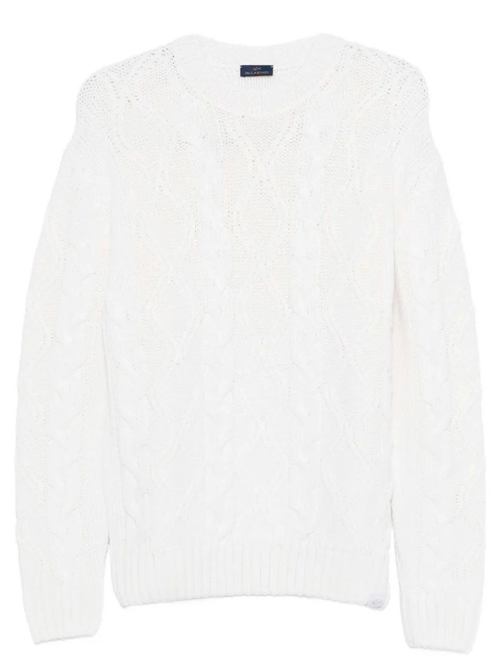 Paul & Shark Cable Knit Crewneck Wool Sweater Clothing In White