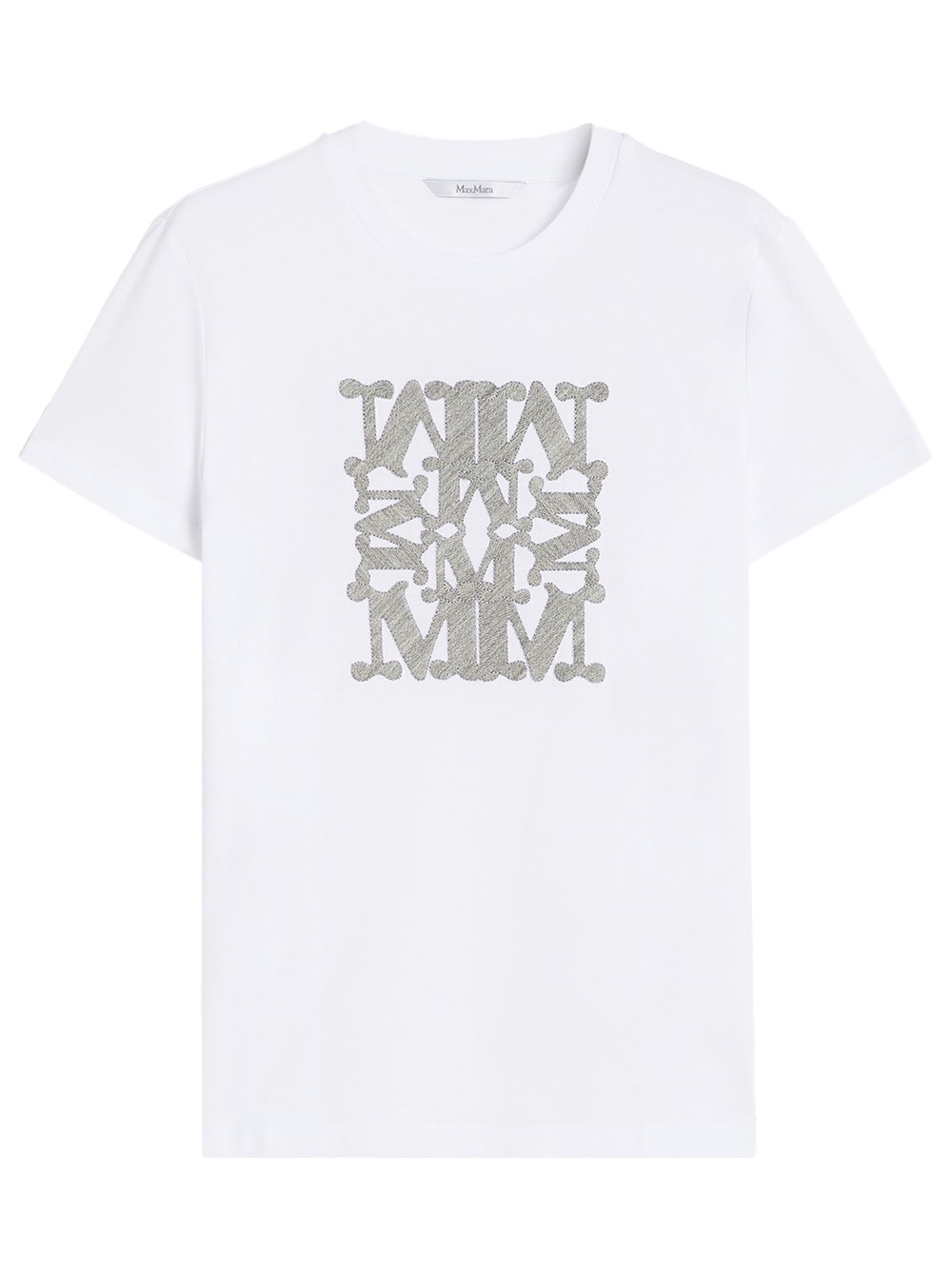 Max Mara Graphic Print Short Sleeve Crew Neck Top In White