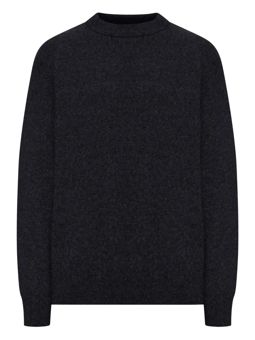 CONTRASTING STITCHING CREWNECK WOOL SWEATER