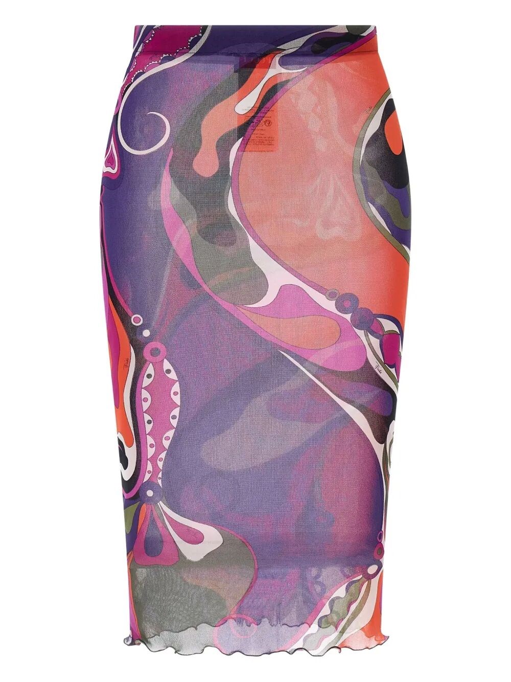 Pucci Abstract-print Tulle Midi Skirt Clothing In Multi