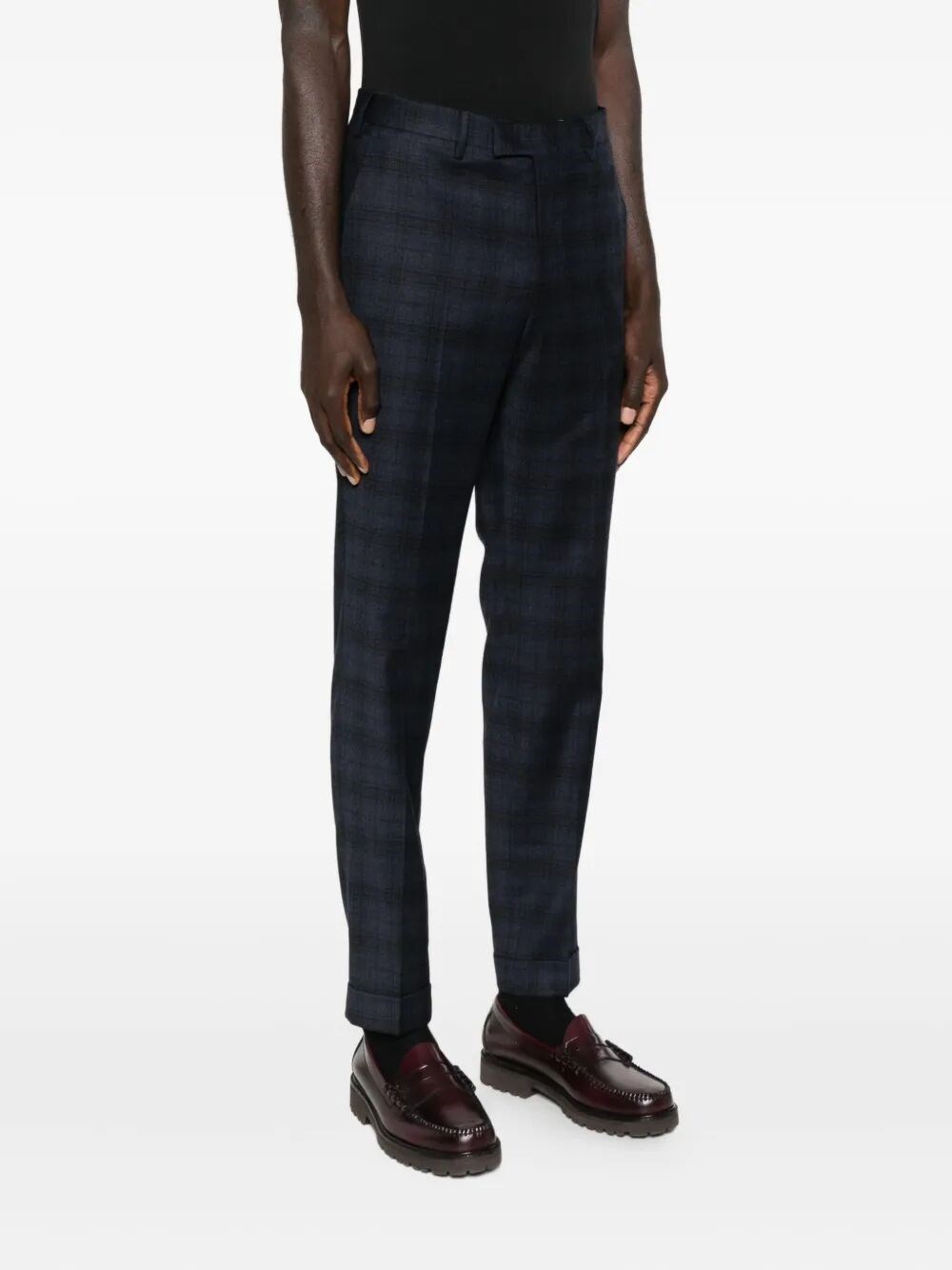 MASTER STRAIGHT-LEG WOOL CHECK TROUSERS