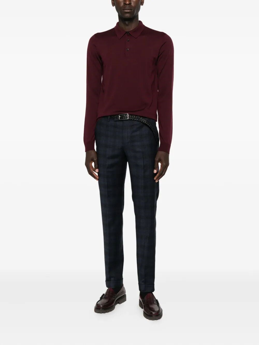 MASTER STRAIGHT-LEG WOOL CHECK TROUSERS