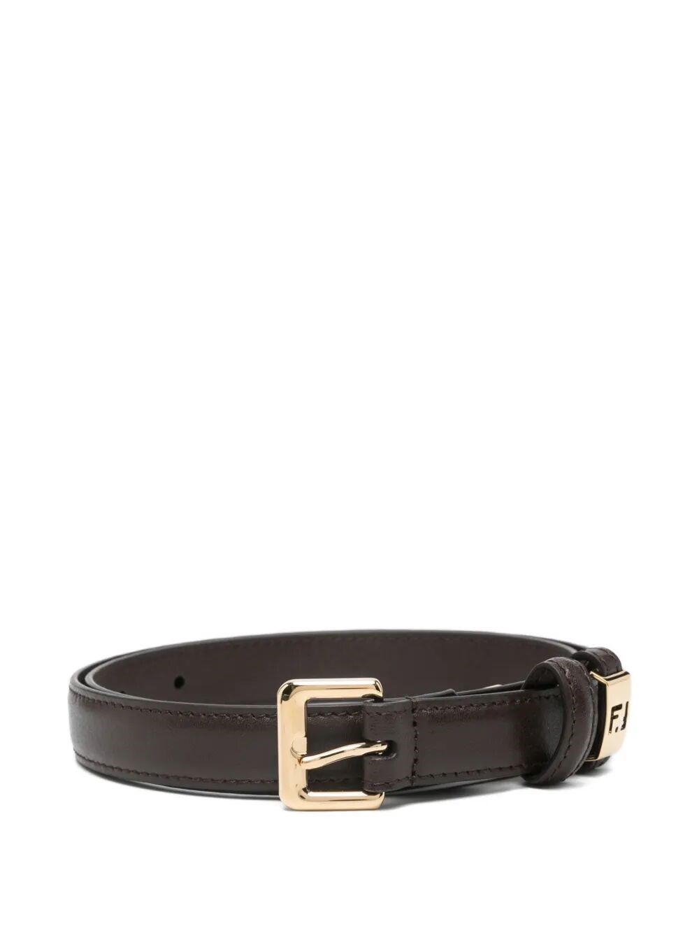 Fendi Forever Leather Slim Belt With Metal Tip Accessories In Brown