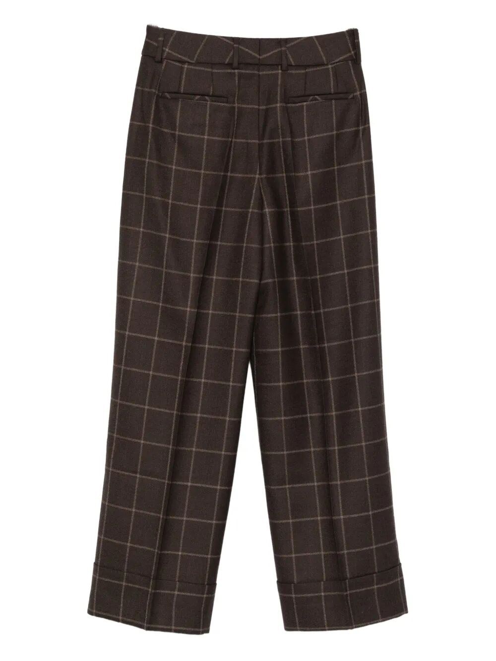 CHECK-PRINT WOOL TROUSERS