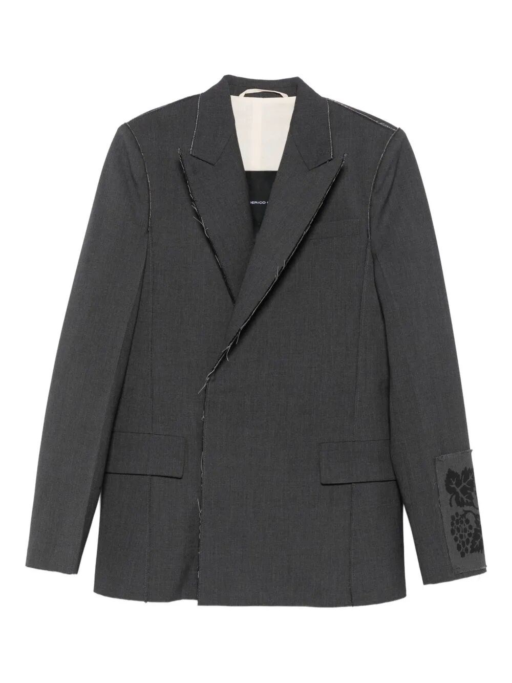 Federico Cina Raw Cut Double-breasted Jacket Clothing In Gray