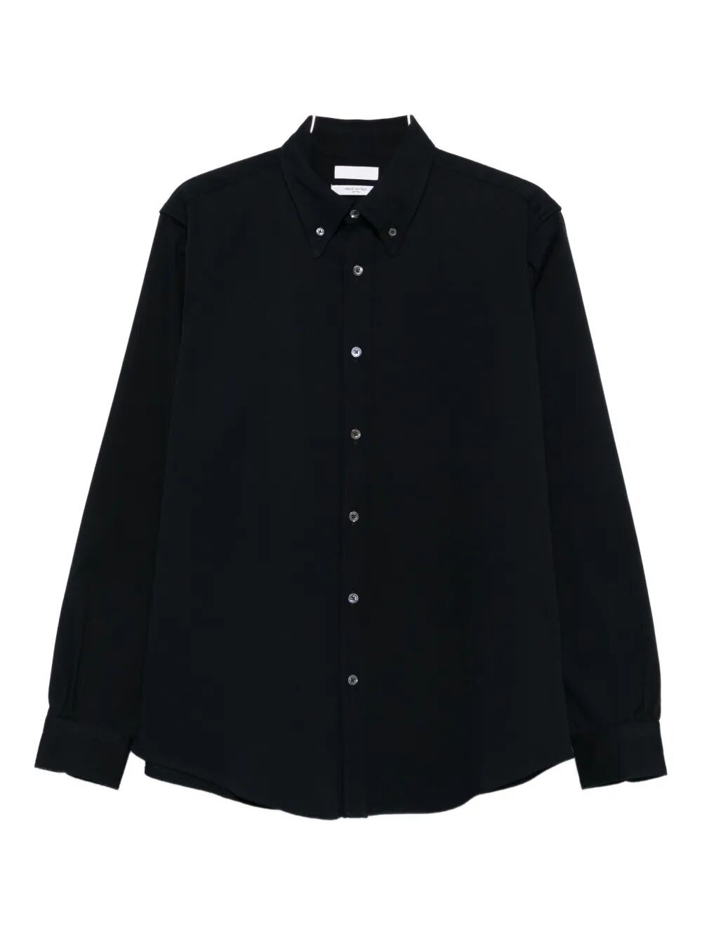 Cellar Door Button-down Long Sleeve Shirt With Curved Hem In Blue