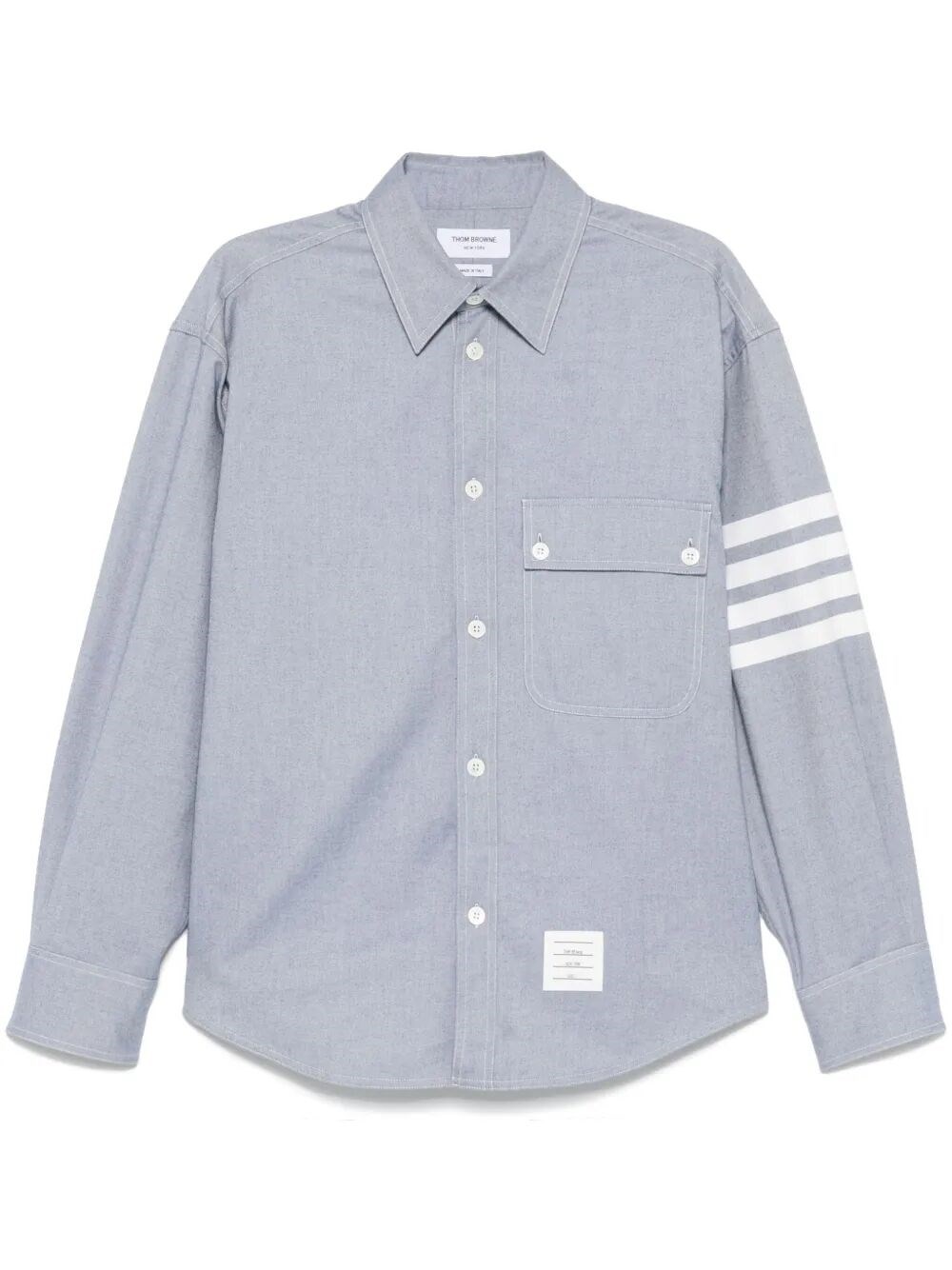 Thom Browne Straight Fit 4 Bar Shirt In Blue