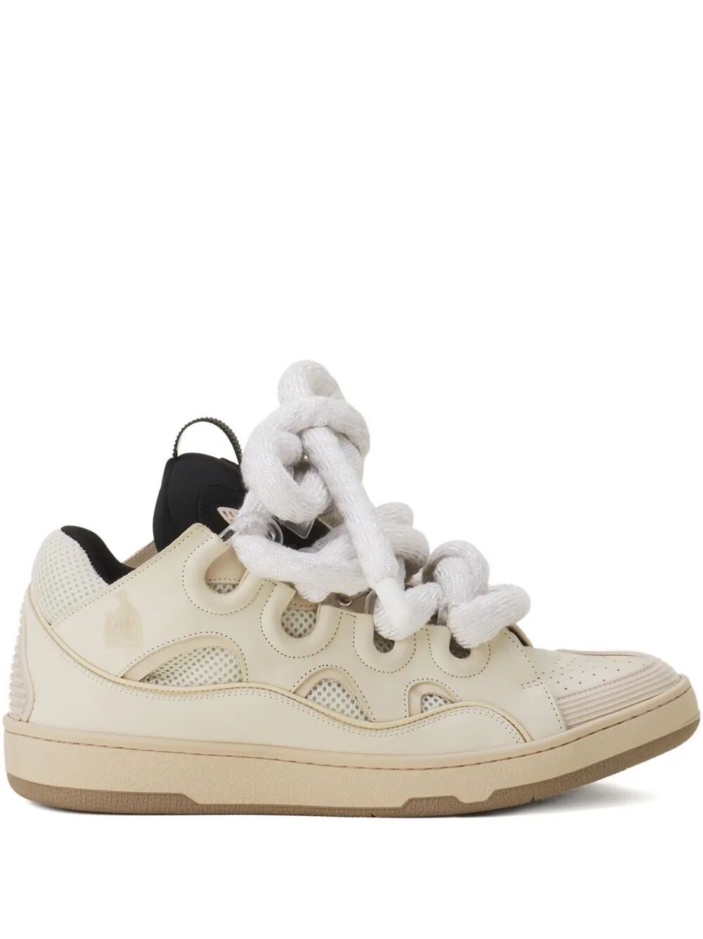 Lanvin Curb Sneakers In Leather With Snake Laces Shoes In Nude