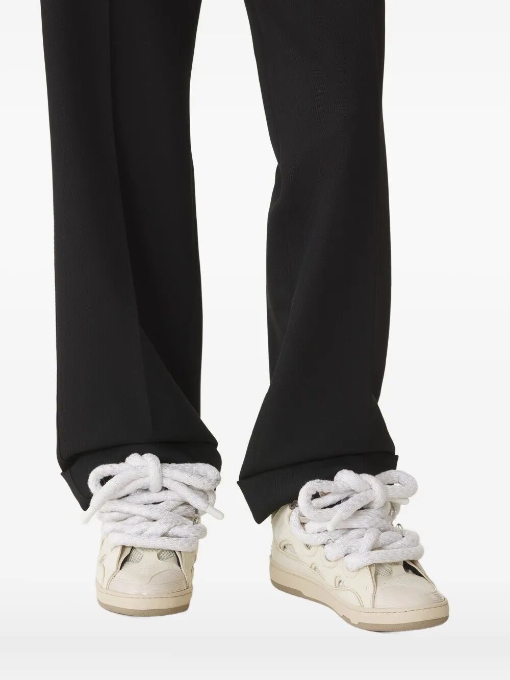 CURB SNEAKERS IN LEATHER WITH SNAKE LACES
