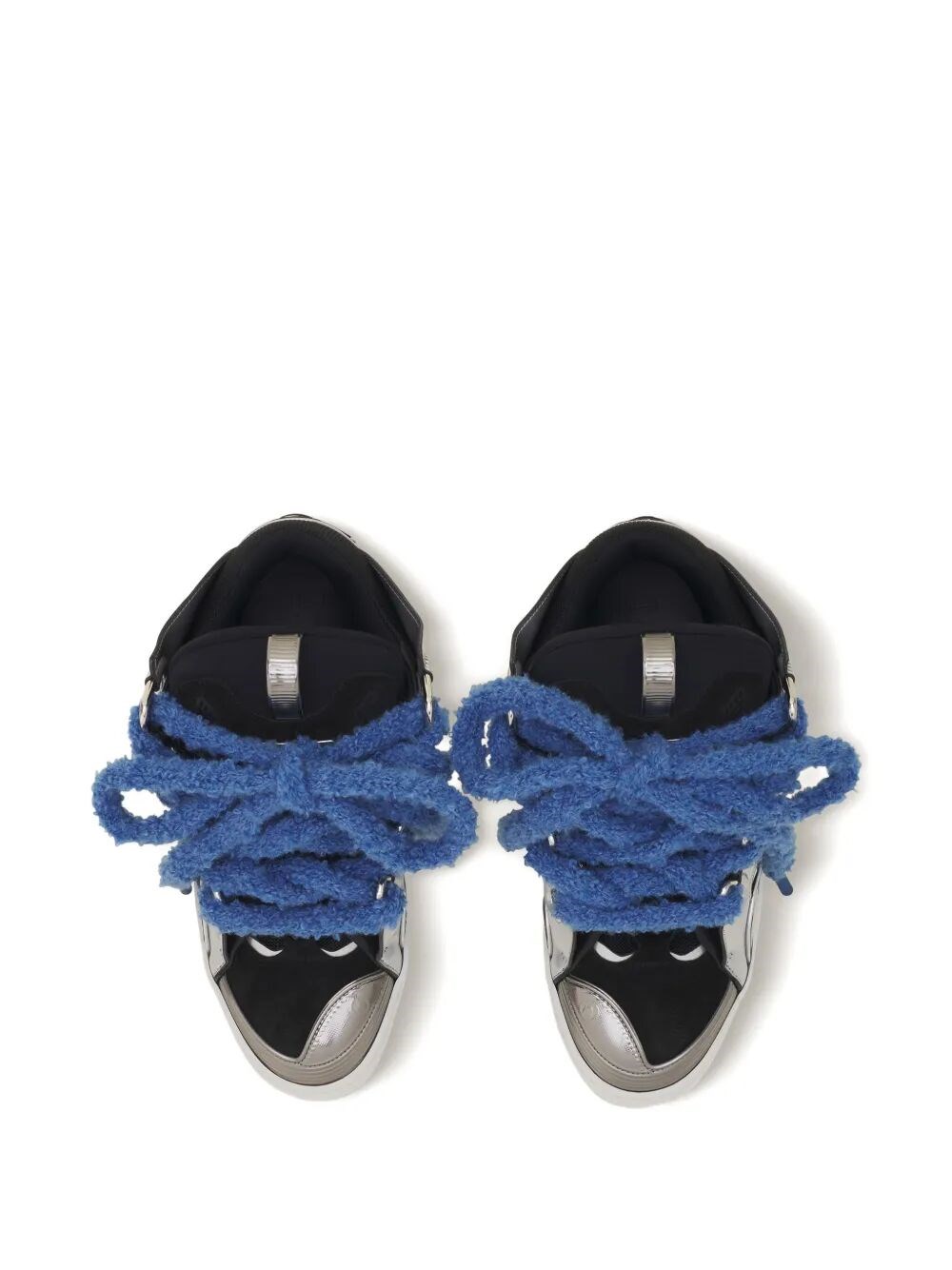 CURB METALLIC LEATHER SNEAKERS WITH MESH LACES