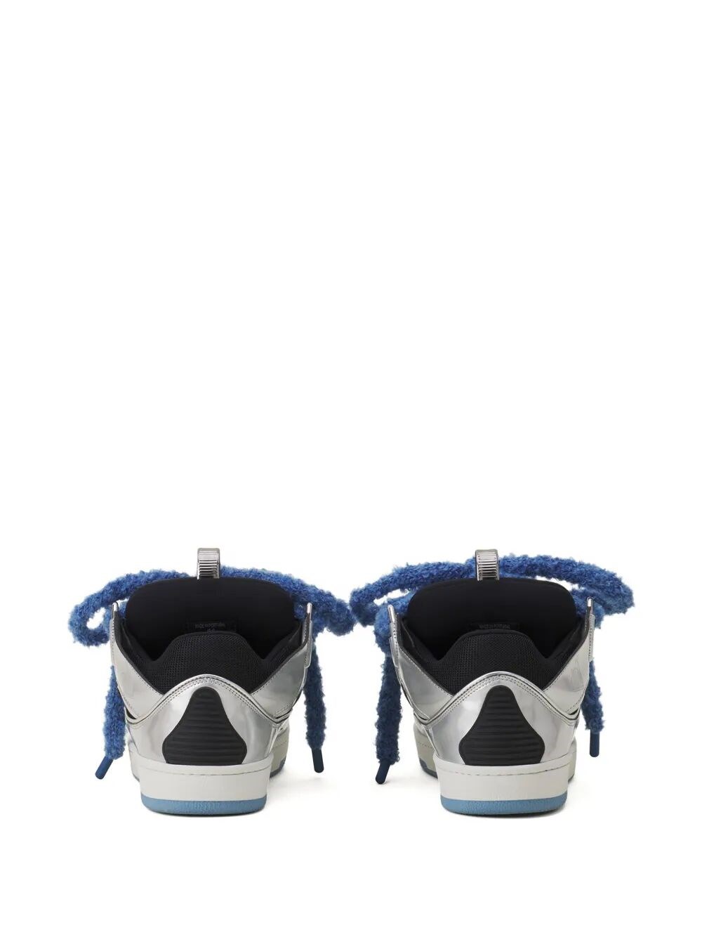 CURB METALLIC LEATHER SNEAKERS WITH MESH LACES