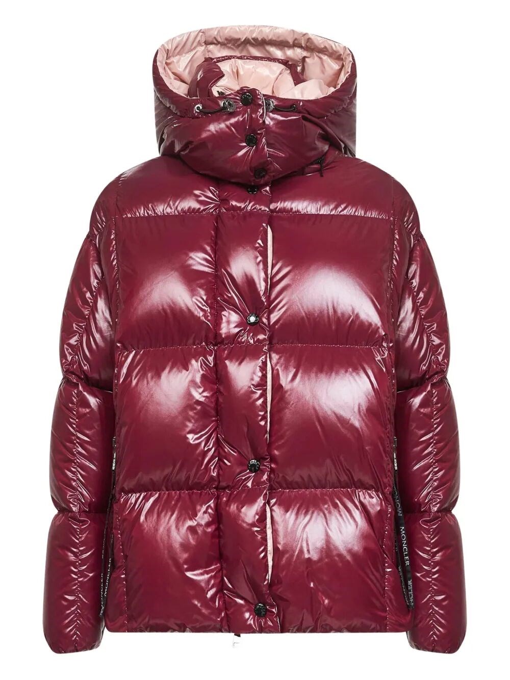 Moncler Parana Hooded Short Down Jacket In Shiny Nylon Clothing In Pink
