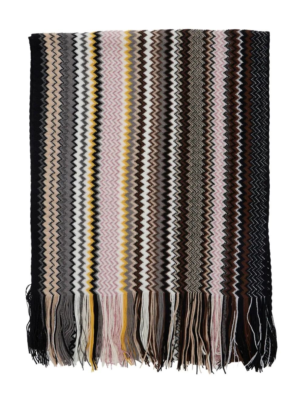 Missoni Fringed Zig-zag Wool Scarf In Multi