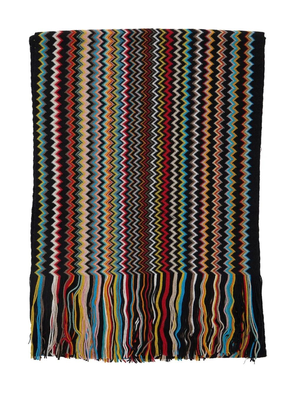 Missoni Fringed Zig-zag Wool Scarf In Multi