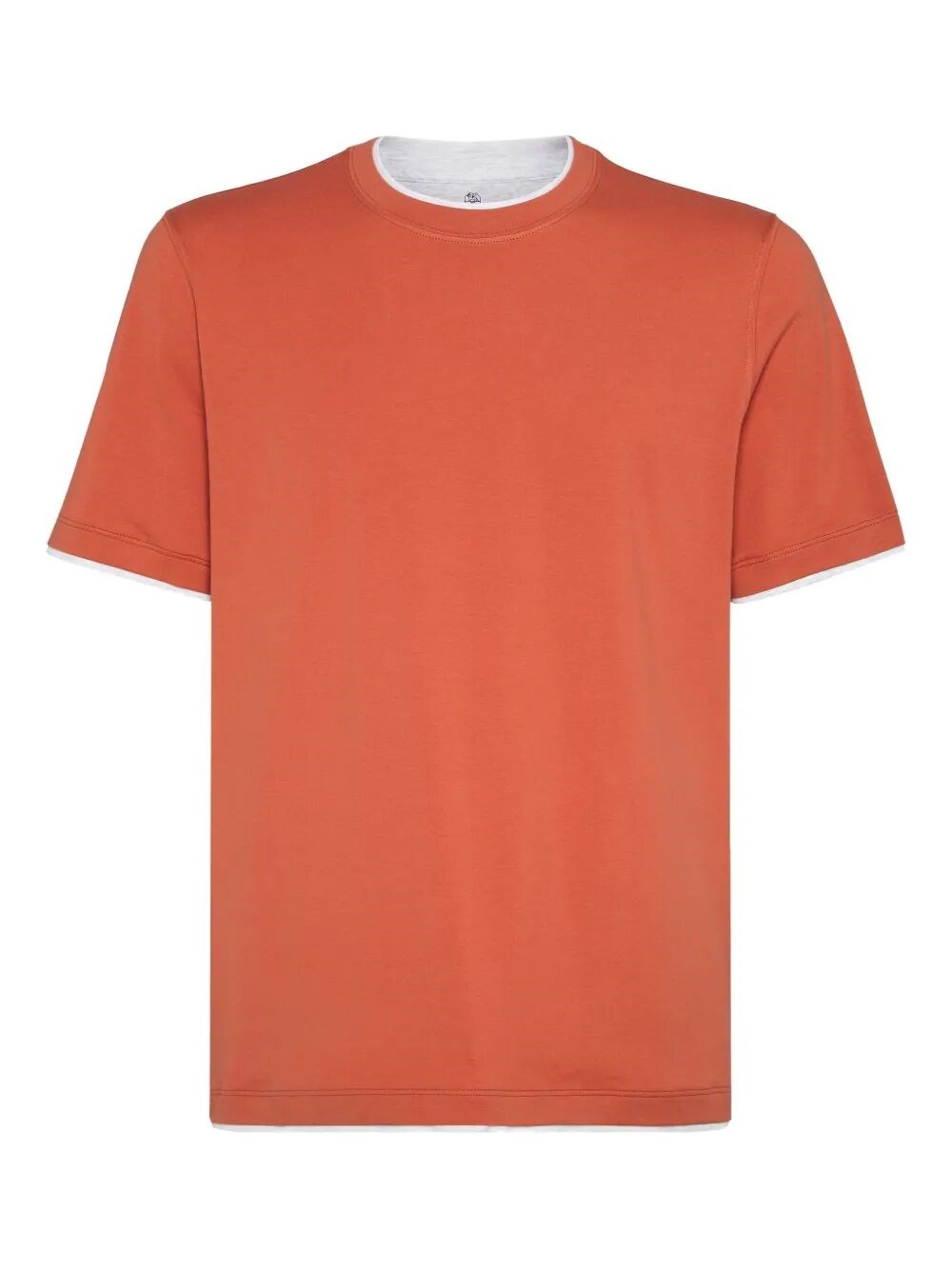 Brunello Cucinelli Cotton Jersey Crew Neck T-shirt With Faux-layering Clothing In Orange