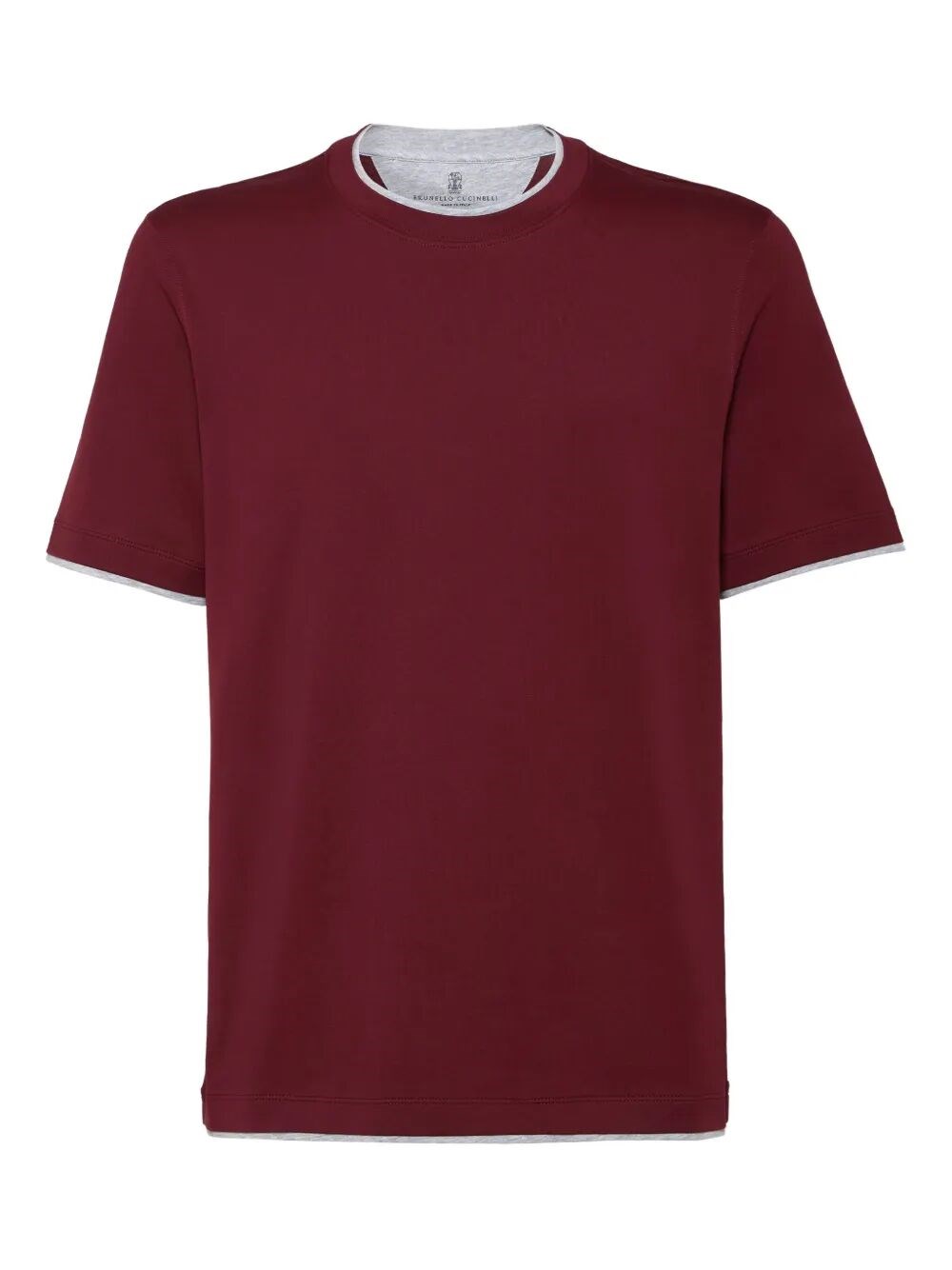 Brunello Cucinelli Cotton Jersey Crew Neck T-shirt With Faux-layering Clothing In Brown