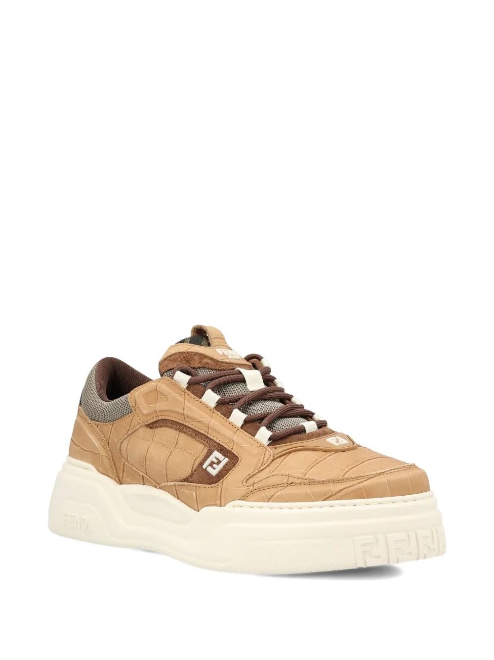 CROCODILE-PRINT LEATHER FENDI FORCE SNEAKERS