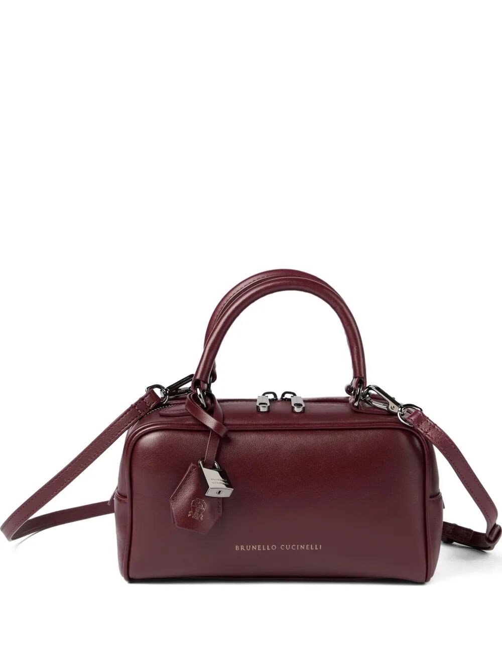Brunello Cucinelli Explorer Small Boston In Glossy Nappa Leather Bags In Red