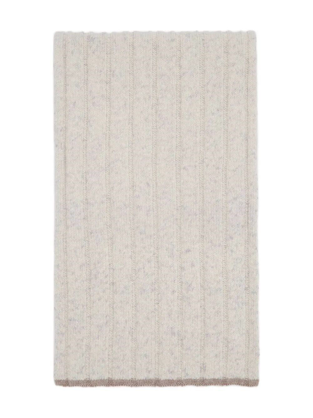 Brunello Cucinelli Flecked Cashmere Ribbed Knit Scarf Accessories In Neutral
