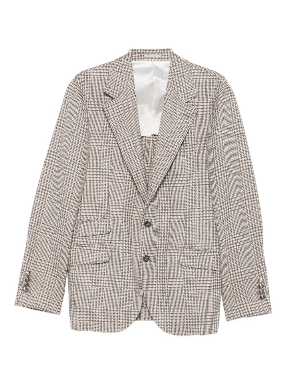 Brunello Cucinelli Single-breasted Check Blazer Clothing In Gray