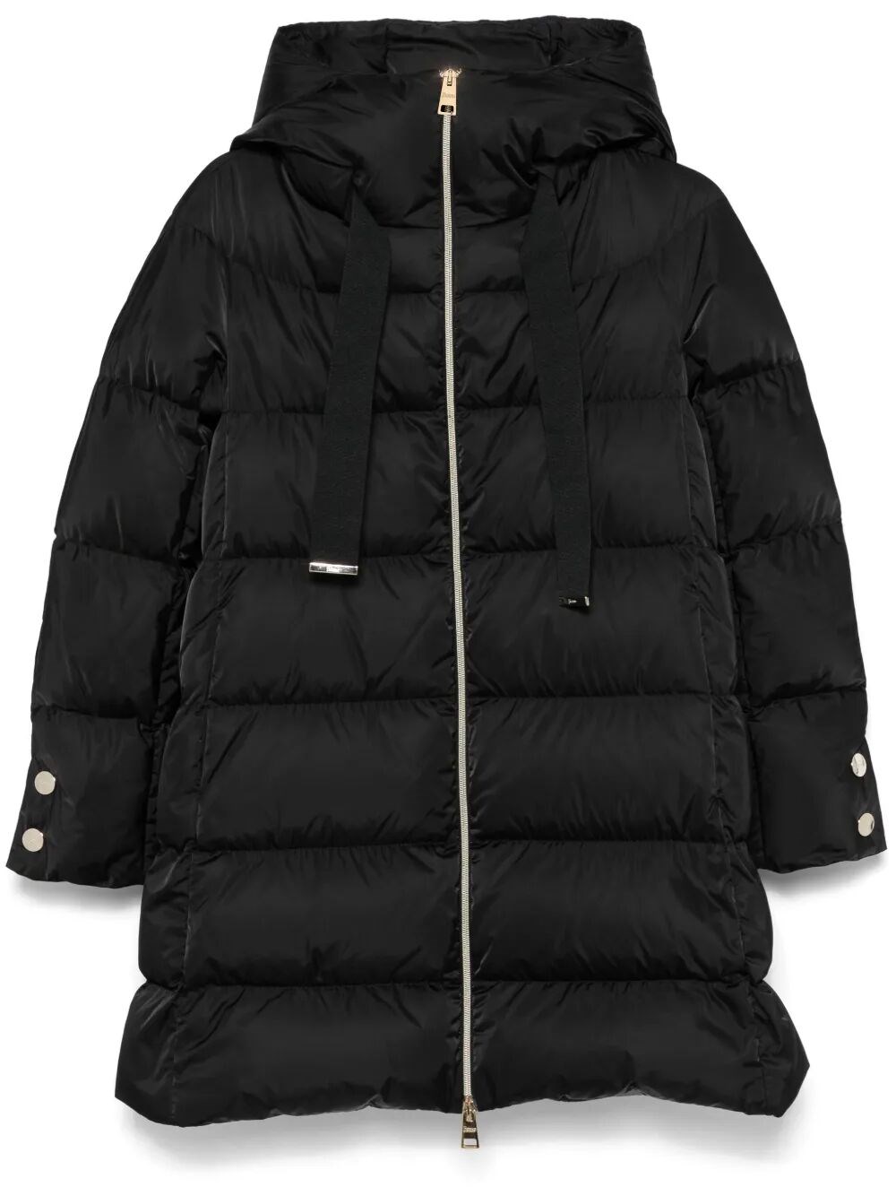 Herno A-shape Glossy Satin Down Jacket Clothing In Black