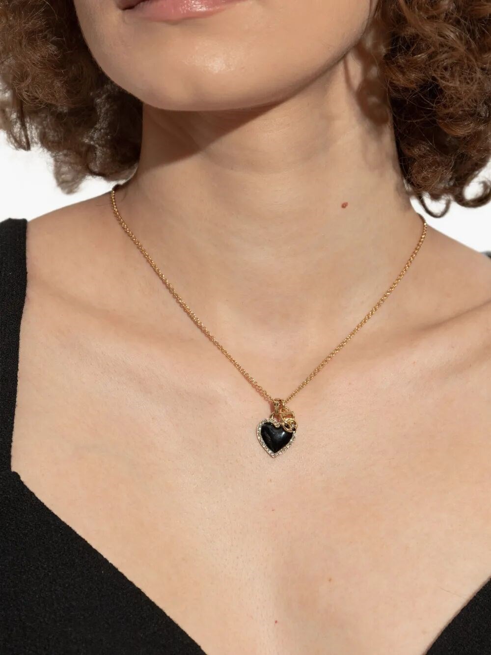HEART AND LOGO PENDANT NECKLACE