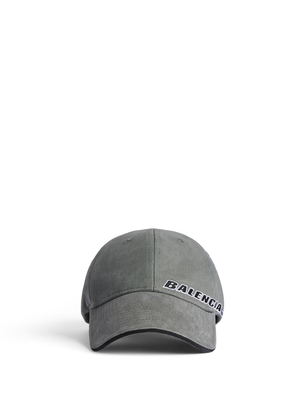 Balenciaga Tilted Typo Cap In Cotton Drill Accessories In Gray