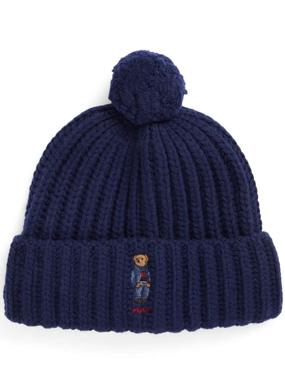 Polo Ralph Lauren Polo Bear Ribbed Pom-pom Beanie Accessories In Blue