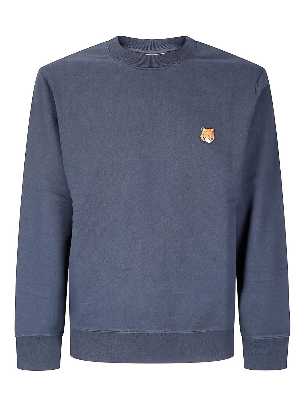 Maison Kitsuné Striped Cotton Sweatshirt Button-down Collar In Blue