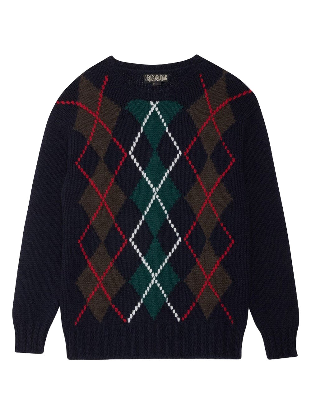 Baracuta Argyle Patterned Crew Neck Knit Sweater In Blue